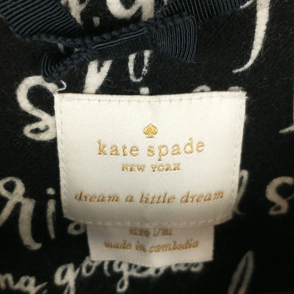 Kate Spade Robe Womens Large XL Black White Flannel Rise And Shine